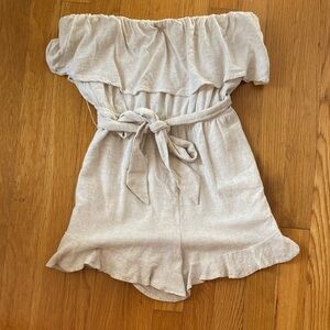 Allie Rose Strapless Cream Romper